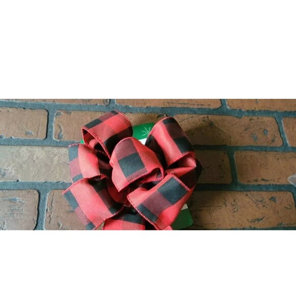 RED AND BLACK BUFFALO PLAID FARMHOUSE BOW ~ WIRED RIBBON ~ 9" x 15" - Picture 3 of 3